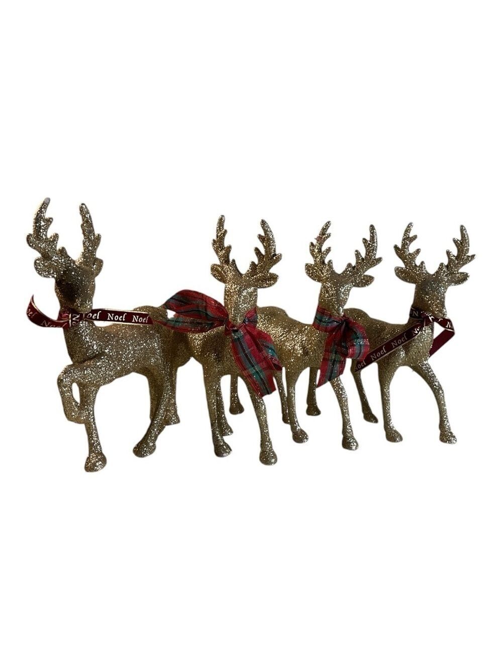 Christmas Decor Reindeer set of 4 gold glitter